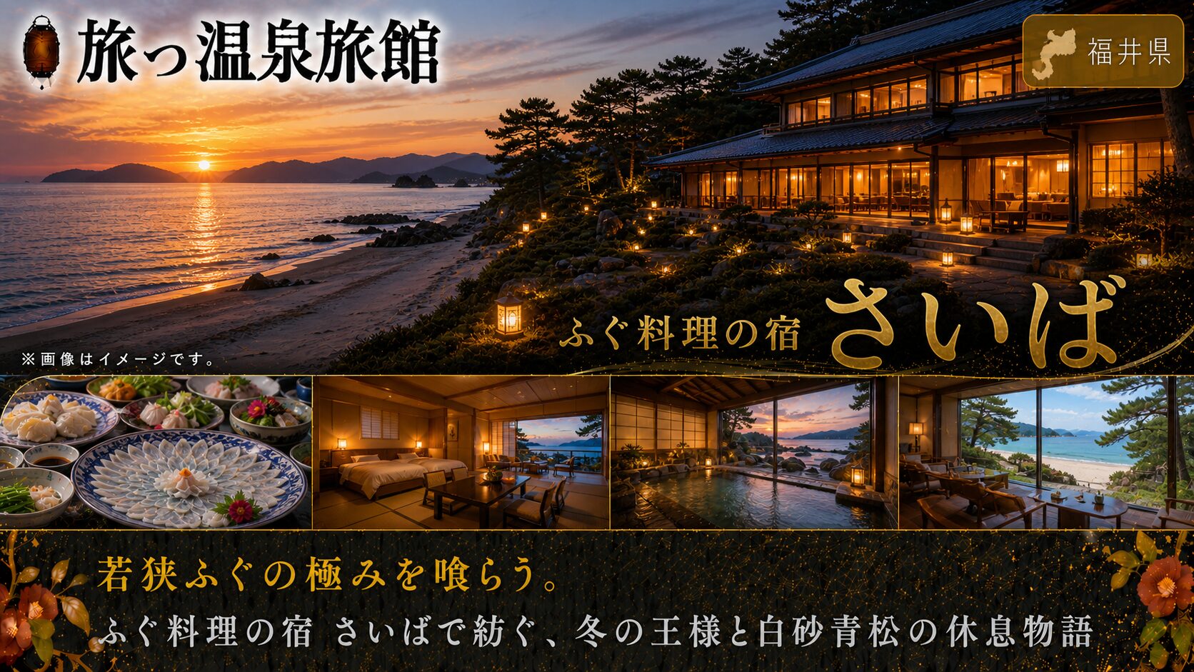 若狭ふぐの極みを喰らう。ふぐ料理の宿 さいばで紡ぐ、冬の王様と白砂青松の休息物語 | 旅っ温泉旅館！