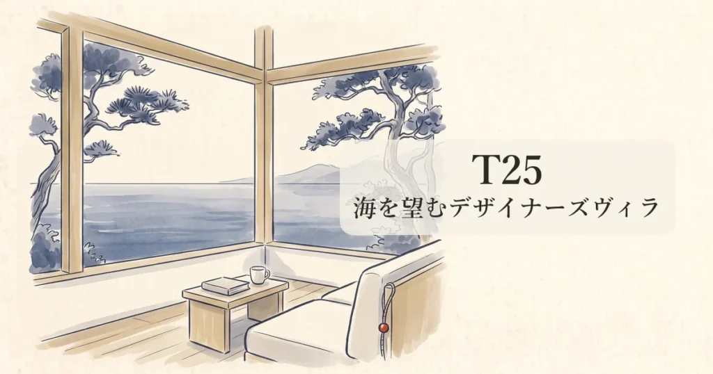 【T25】日南海岸の海を望むデザイナーズヴィラで暮らすように泊まる物語 のイメージイラスト