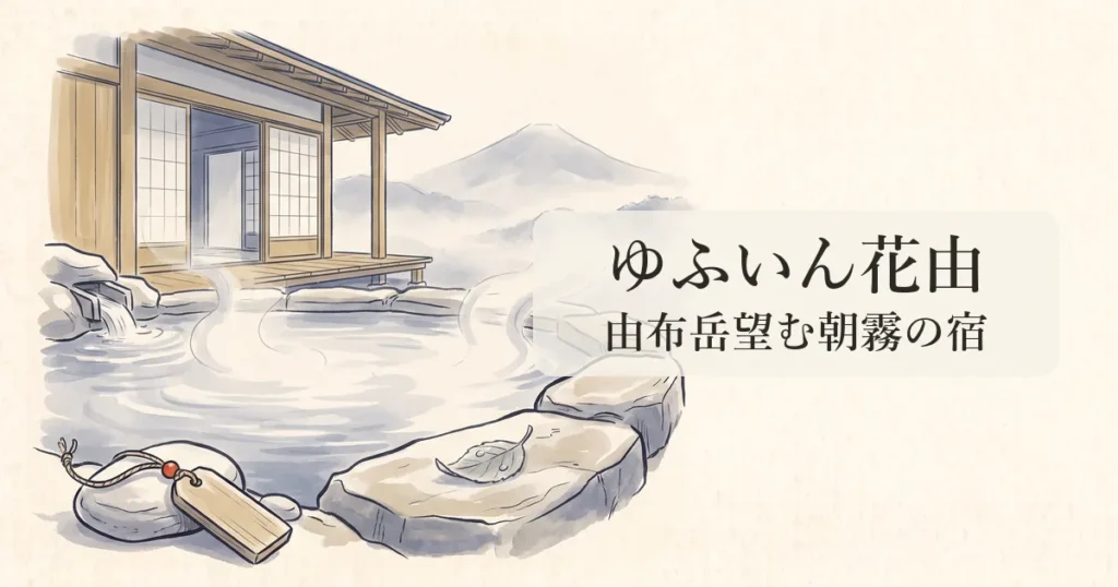 【ゆふいん 花由】由布岳と朝霧を望む全室離れ展望露天風呂の物語 のイメージイラスト
