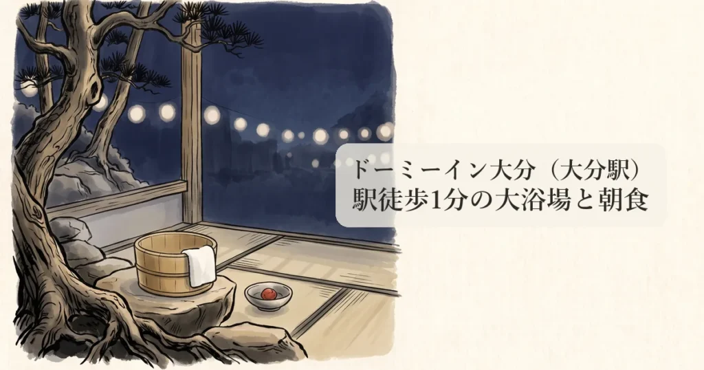 ドーミーイン大分の木桶と朝食の小鉢