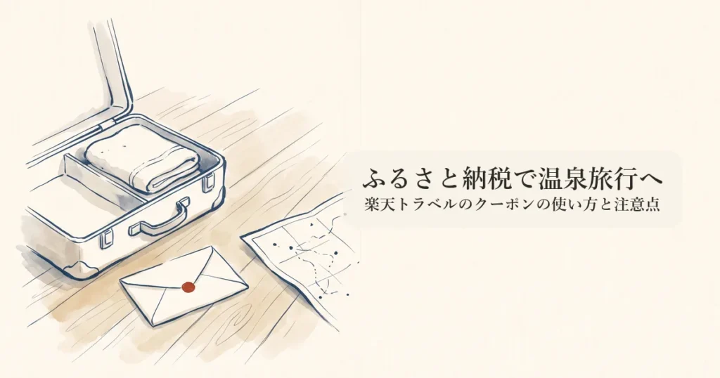 ふるさと納税で温泉旅行へ のイメージイラスト