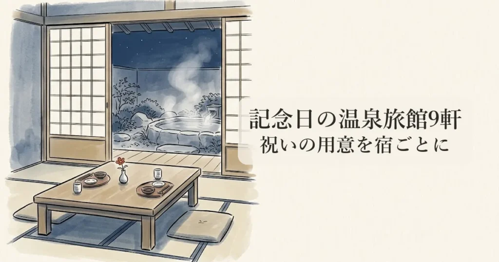 記念日の温泉旅館9軒 のイメージイラスト